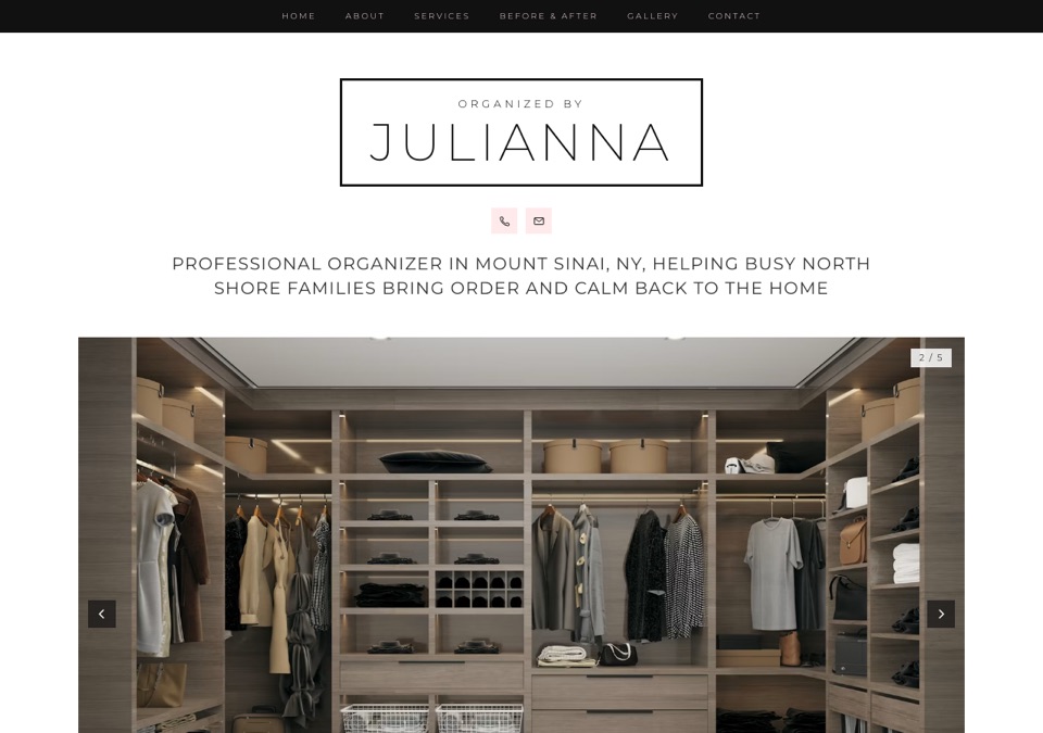Preview of Option 4: boxed JULIANNA logo above a large photo slideshow